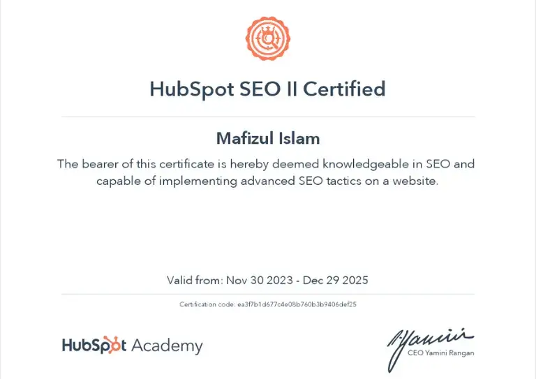 certification seo expert mafizul