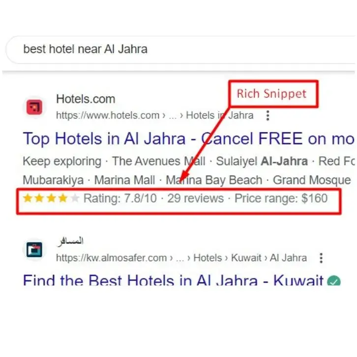 rich result on SERP features
